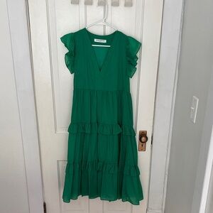 Amanda Uprichard Emerald Ruffle Dress